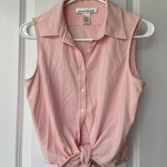 Jones New York Light Pink Sleeveless Button Down Shirt - Picture 2 of 3